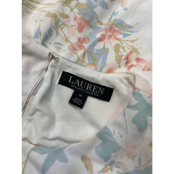 Lauren Ralph Lauren Women's Floral Crepe Dress White Size 8 Long Length - Picture 4 of 10